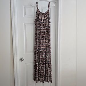 Lane Bryant Black and Brown Patterned Maxi Dress